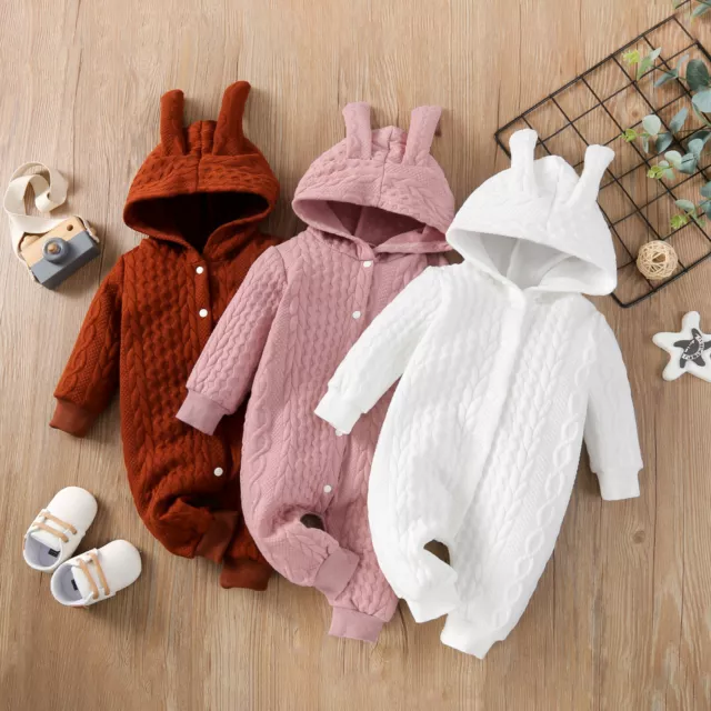 Newborn Kids Baby Boy Girl Infant Clothes Jumpsuit Romper Bodysuit Winter Outfit
