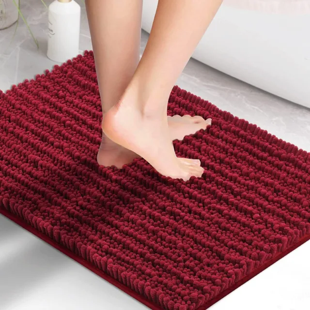 Alfombra de baño antideslizante de oruga de lujo Suchtale, alfombra de baño antideslizante (17x24 pulgadas roja) agua