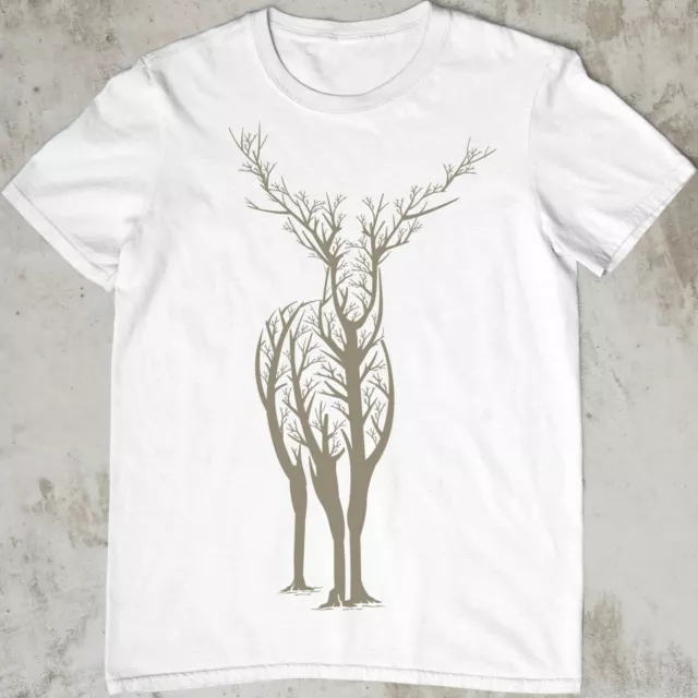 T-shirt bambini ragazzi ragazze cervo albero bosco animali natura