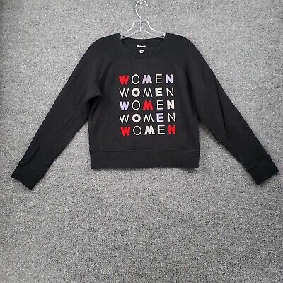Madewell Sweatshirt Girls Inc S Small Black Pullover Cropped Long Sleeves Casual