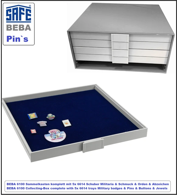 SAFE 6100 BEBA Münzkasten Maxi (Leergehäuse) – Graues Gehäuse Für 10 Schubladen, 298x298x139 Mm