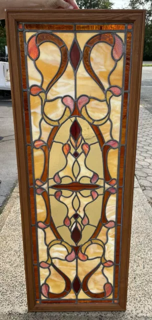Tiffany Style stained glass window panel 15 1/2” X 46 3/4”