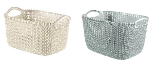 Storage Curver Knit Large Rectangular Storage Basket white & Misty Blue 19 Litre