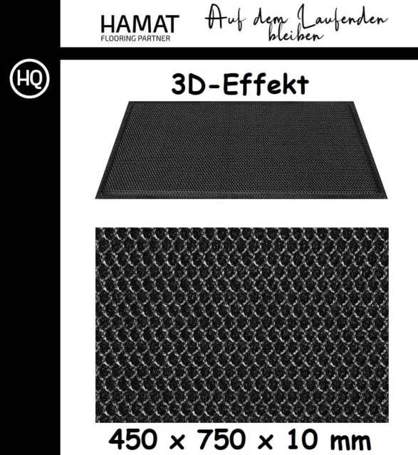 HAMAT Fußmatte 3D Effekt anthrazit Polyester 45 x 75 x 1 cm Schmutzfangmatte