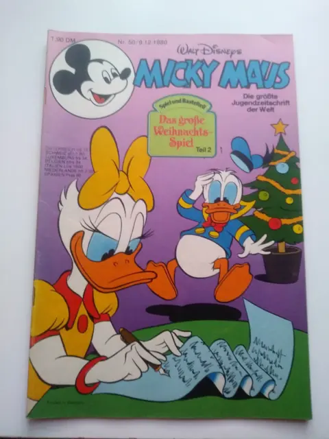 Micky Maus Heft von 1980 Nr. 50 mit Beilage ohne Schnipp