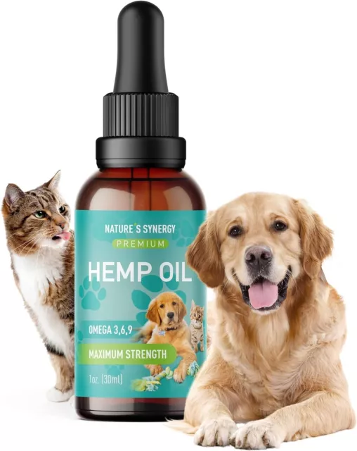 Hemp Oil for Dogs Cats Anxiety, Pain,Stress Calming Drops 100% Organic 30ML