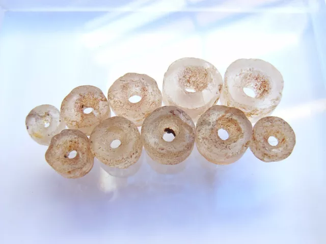 10 Ancient Roman Rock Crystal Beads, Romans,  100 - 300 AD, VERY RARE