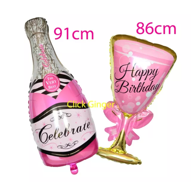 Pink Champagne Bottle Glass Foil Balloon Giant Wine 21st, 18th Birthday