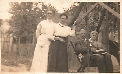Vintage Postcard 1910's Victorian Old Women Couple Sitting on the Chair