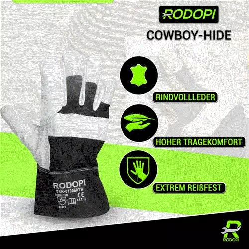 RODOPI CowboyHide Arbeitshandschuhe Rindvollleder Bauhandschuhe Gartenhandschuhe 2