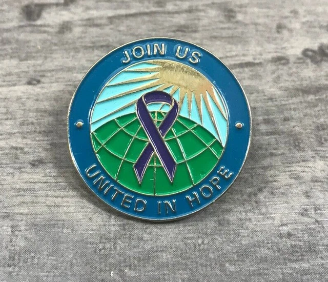 Purple Awareness Ribbon Join Us United In Hope Lapel Hat Jacket Backpack Bag Pin