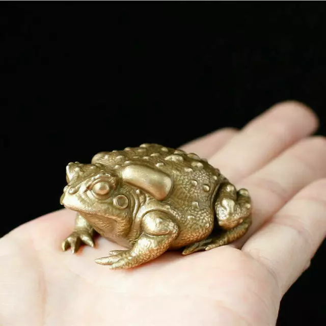 New Solid Brass Toad Trinket Antique Bronze Sculpture Retro Tea Pet Ornaments