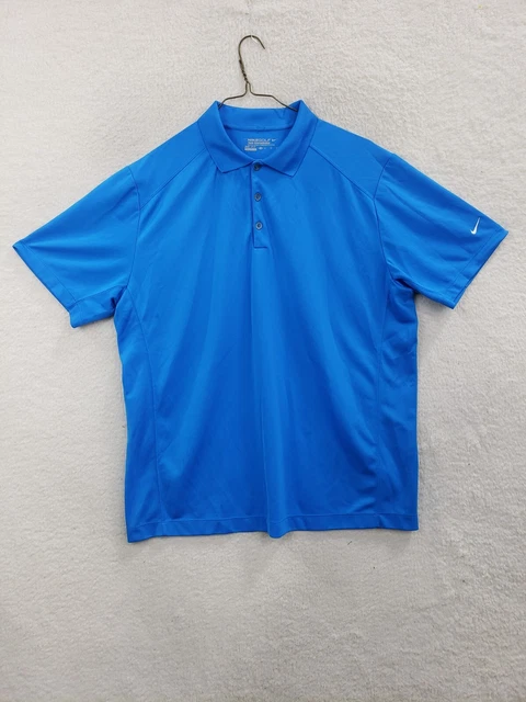 Nike Golf Shirts Men Extra Large Blue Poly Short Sleeve 1/4 Button Polo Golf T