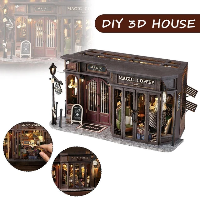MINIATURE W/ FURNITURE,DIY Wooden Crafts Doll House Mini Handmad D3P7 £
