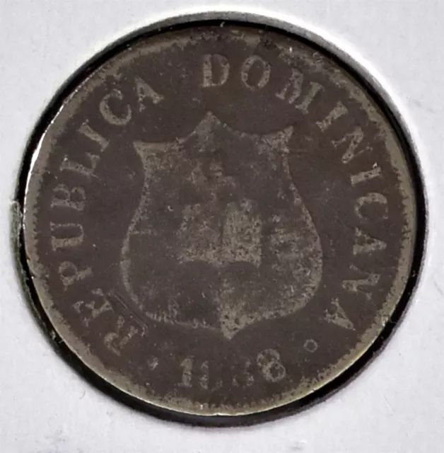 Rare ~ 1888 ~ Dominican Republic Silver 2 1/2 Centavos Coin ~ *L331