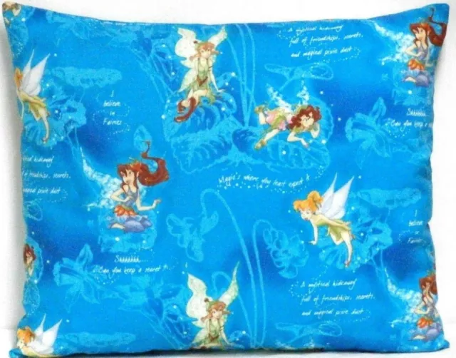 Toddler Pillow for Tinkerbell and Fairies on Aqua Blue 100%Cotton #TB Handmade