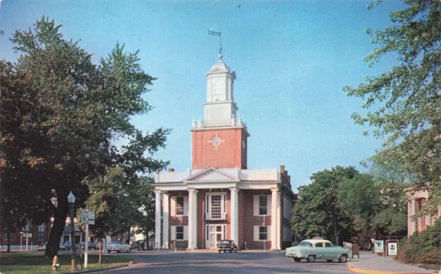 Postcard DE Georgetown Sussex County Court House Automobiles Tower Judicial Laws