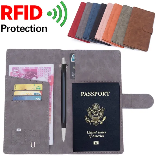 Wallet Holder Slim Leather Travel Passport RFID Blocking ID Card Case Cover Gift