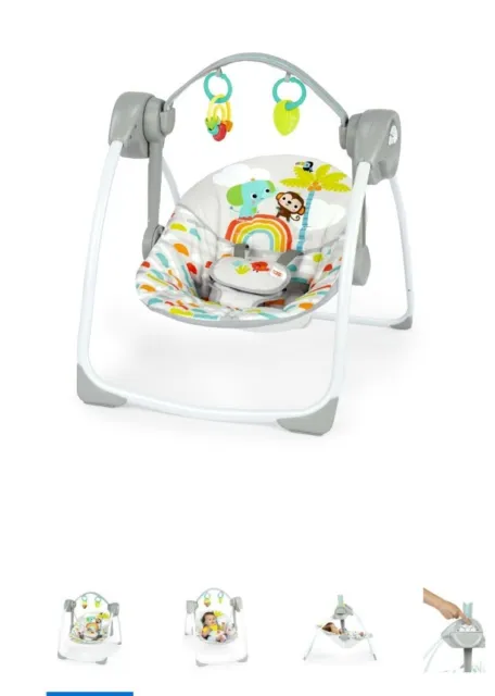Bright Starts Rainforest Vibes Portable Compact Baby Swing