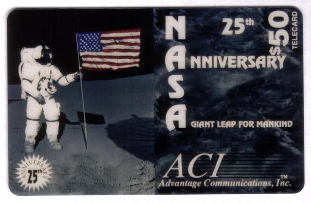 $50. NASA Moon Landing 25th Anniv. A Giant Leap For Mankind SPECIMEN Phone Card