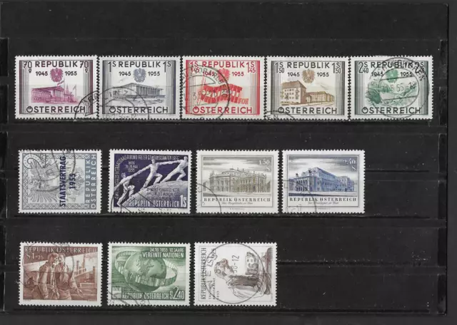 Österreich 1955 " Jahrgang 1955 komplett gestempelt " . MiNr. 1012 - 1023 .