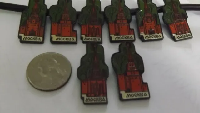 Lot of 8 Different Russian USSR Soviet Mockba Badge Hat Pins