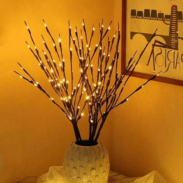 2X20LED Branch Twig Lights Light Up Willow Tree Branches Bedroom Home Decor New
