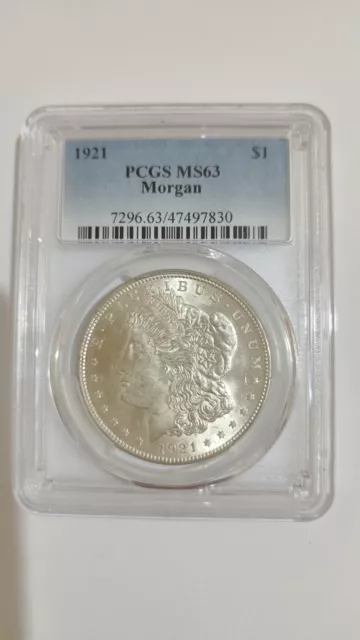 1921 USA Morgan Silver Dollar PCGS MS63