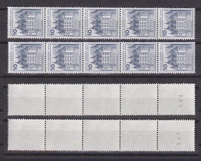 Berlin 532 II Letterset RM 5er Str. mit ger.+unger. Nr. Burgen+Schlösser 10 Pf**