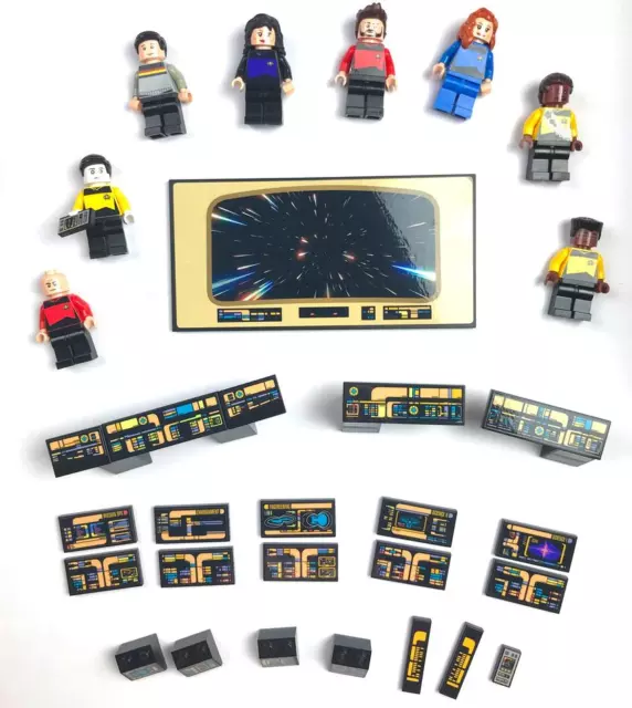 Custom Star Trek TNG Stickers for NCC-1701 Bridge MOCs for toy brick brands