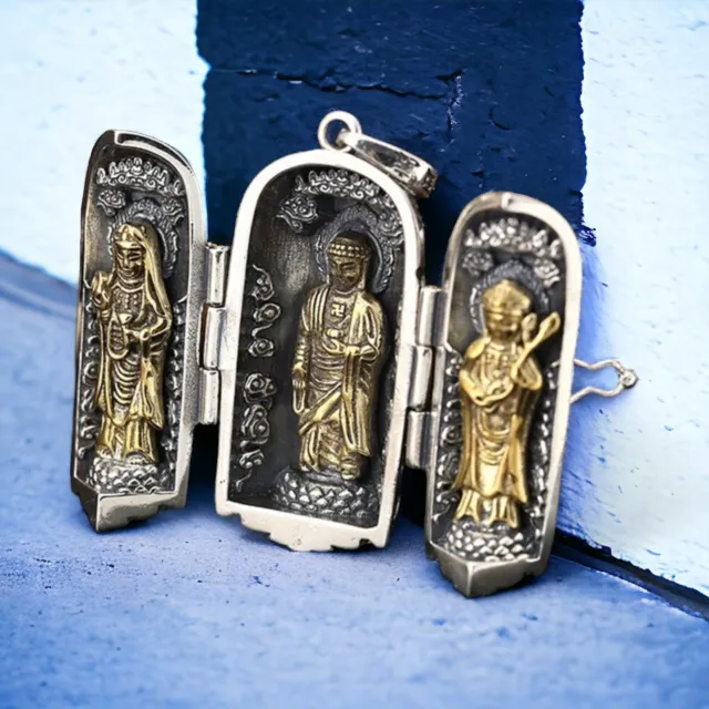 Avalokites Buddha Massive Retro Western Classic Pendant 925 Sterling Silver