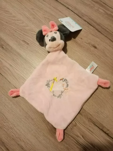 DOUDOU PLAT DISNEY BABY NICOTOY MINNIE LOVE NATURE COEUR FLAMAND ROSE neuf