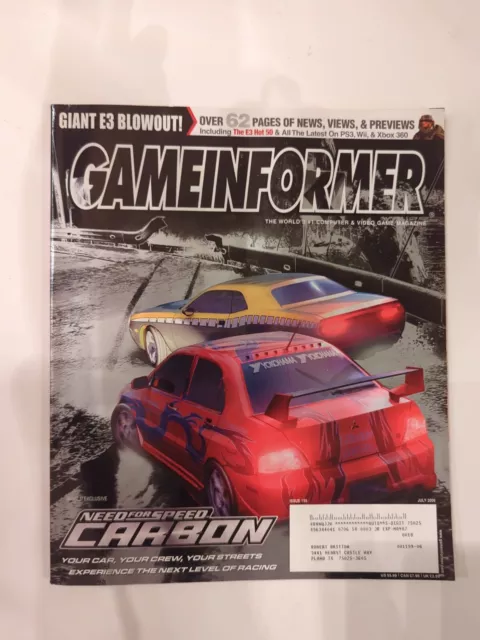 Game Informer Magazine Issue 159 July 2006 Covers Need For Speed Carbon