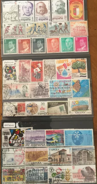 LOT DE 41 TIMBRES ESPAGNE différents - 15 neufs sans charnières et 26 oblitérés