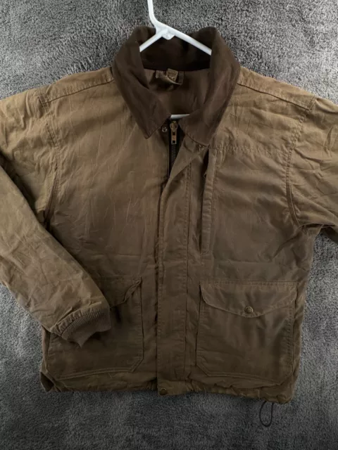 VTG CC Filson Waxed Cotton Chore Coat Jacket Brown M/L Harrington Farm Cargo