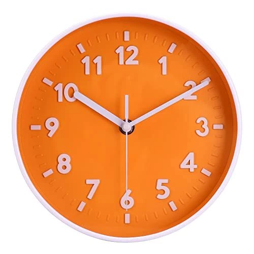 Topkey Orologio da parete rotondo silenzioso da 8 pollici facile da (F5V)