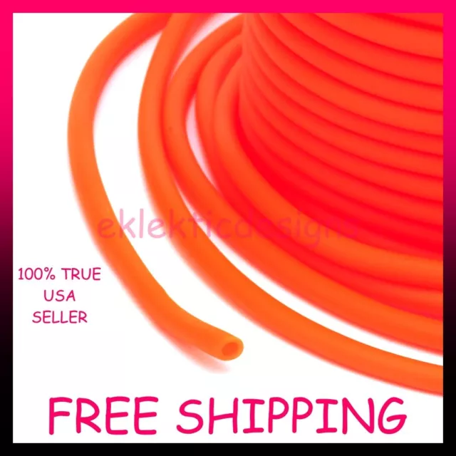 1m/38" 2mm OD 1mm ID NEON Orange Flexible Soft Rubber Tubing Wire Cover FREESHIP