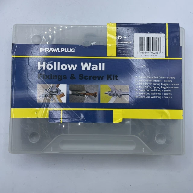 Kit de fijaciones y tornillos huecos de pared Rawlplug tapones tornillos y brocas