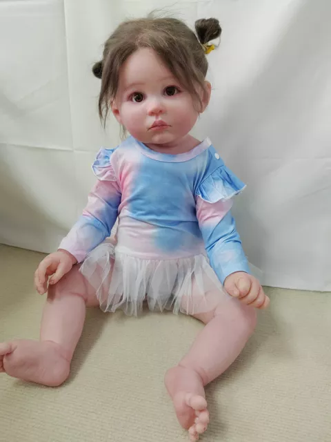 27" Lifelike Reborn Baby Doll Toddler Girl Soft Mohair Artist Handmade XMAS GIFT