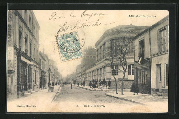 CPA Alfortville, Rue Villeneuve, vue de la rue