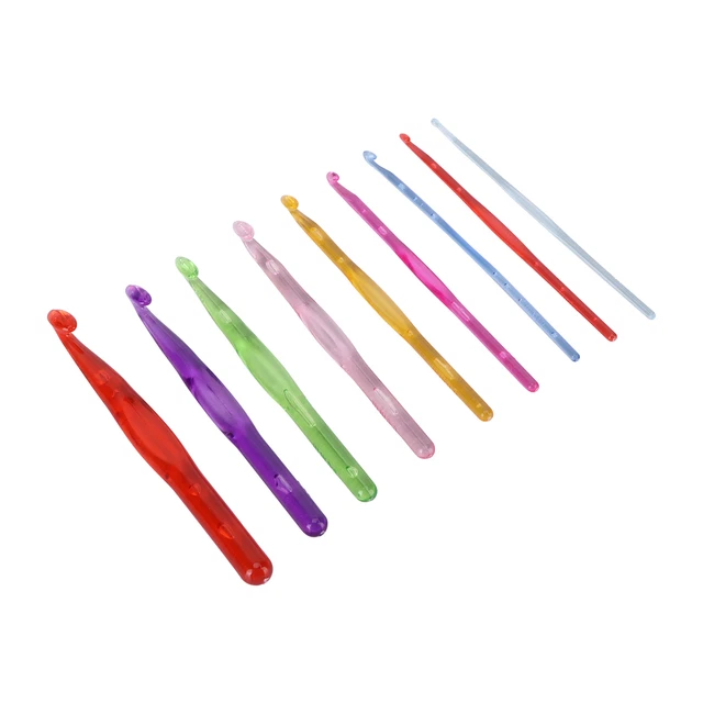 Juego de 9 piezas de ganchos de ganchillo de 3-12 mm kits de agujas de tejido de ganchillo de agarre cómodo de plástico