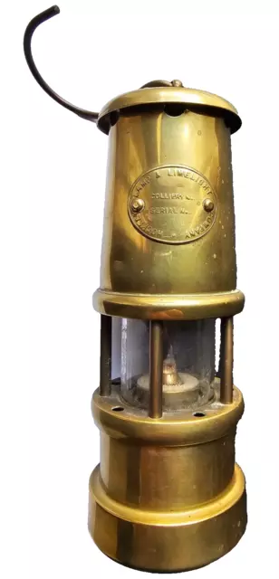 Vintage Bergleute Lampe & Rampenlicht Firma Hockley Messing Paraffin Bergleute Licht 7"
