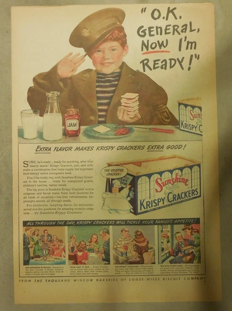 sunshine-krispy-crackers-ad-child-soldier-from-1940-s-size-11-x-15