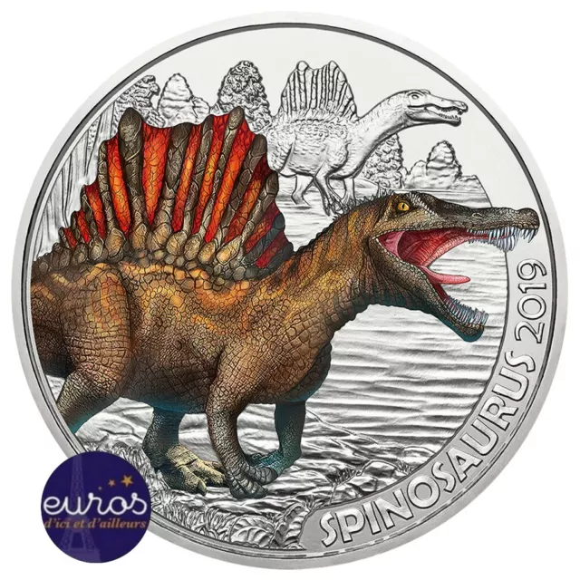 Pièce 3 euros commémorative AUTRICHE 2019 - Spinosaurus, Série Dinosaures (1/12)