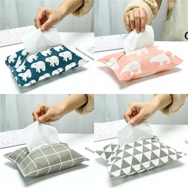 Tela Práctico Bolsa de tejido Clip de papel Algodón y cáñamo Caja de pañuelos