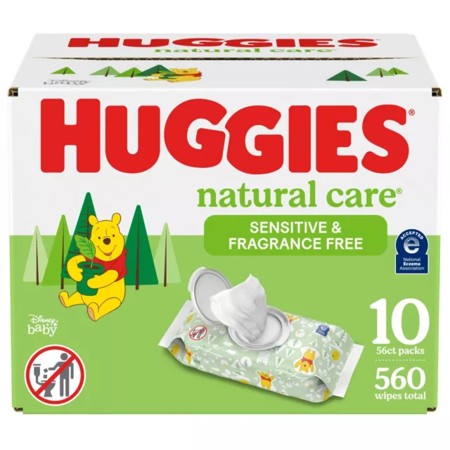 Huggies Natural Care Sensitive Baby Wipes, Unscented, 10 Pack 560 Ct - FREE SHIP