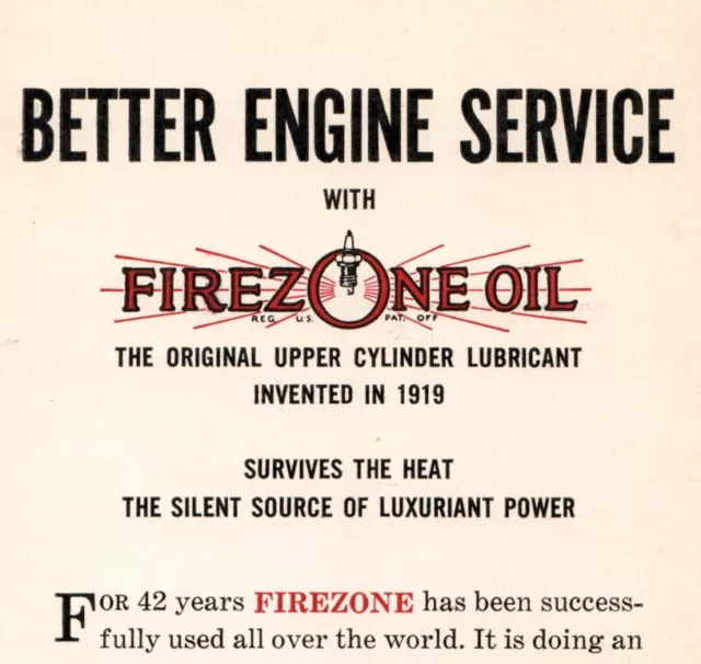 Firezone Oil Lubricant Advertising Card Antique Automobile