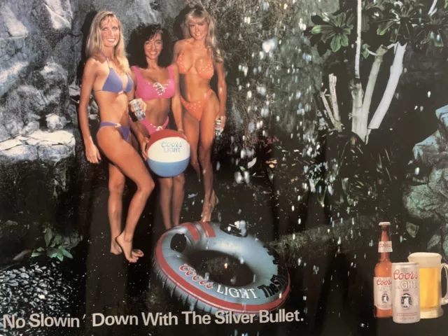Vintage Beer Poster Silver Bullet Coors Light Breweriana Advert. 17” x 22”