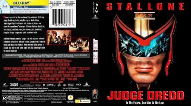 Judge Dredd CUSTOM Cover W/ Empty Blu Case (No Discs) Stallone
