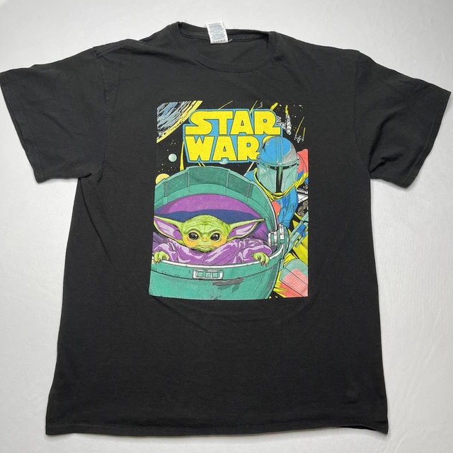 STAR WARS MANDOLORIAN Shirt Mens Large Disney Baby Yoda Grogu Child